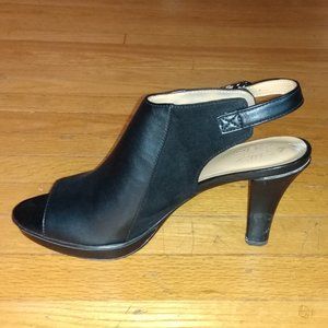 Naturalizer "Dawn" Slingback Platform Shootie Sandal | Black